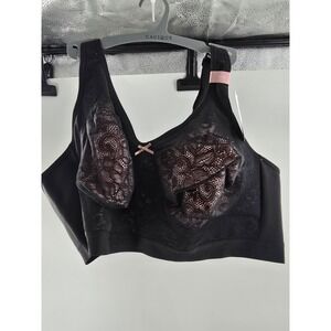 Cacique The Cotton Collection Unlined Full Coverage No-Wire Bra‎ Black Pink 50DD